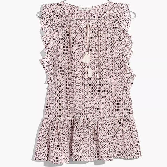 SOLD ON CURTSY | Madewell Silk Lily Ruffle Top in Echo Grid - Picture 4 of 9